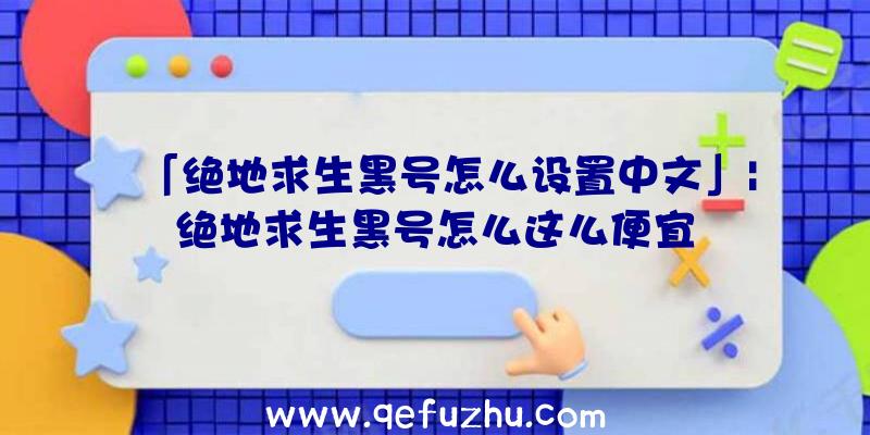 「绝地求生黑号怎么设置中文」|绝地求生黑号怎么这么便宜